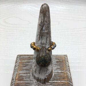 HANDCRAFTED Jasper & Glass Stretch Bead Ring